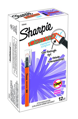 Book Cover SHARPIE Clear View Highlighter Stick, Orange, Box of 12 (1950449)