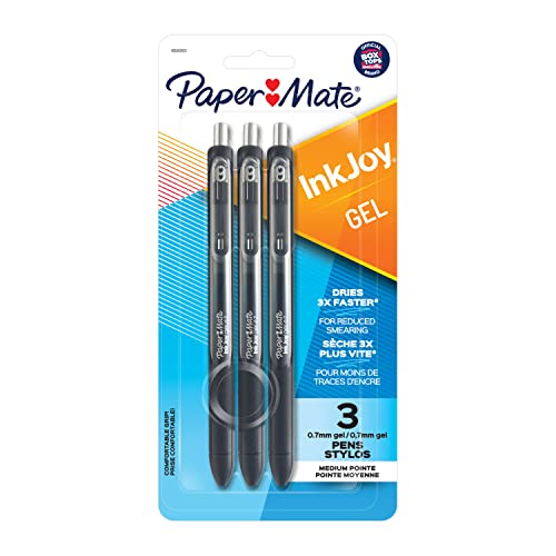 Book Cover Paper Mate InkJoy Gel Pens, Medium Point, Black, 3 Count