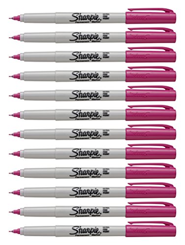 Book Cover Sharpie Color Burst Permanent Markers, Ultra-Fine Point, Pink, Box of 12 (1948355)