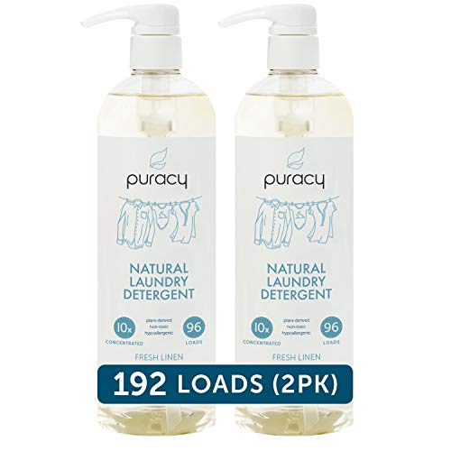 Book Cover Puracy Natural Liquid Laundry Detergent, Hypoallergenic, Effective, Fresh Linen, 24 Ounce (2-Pack)