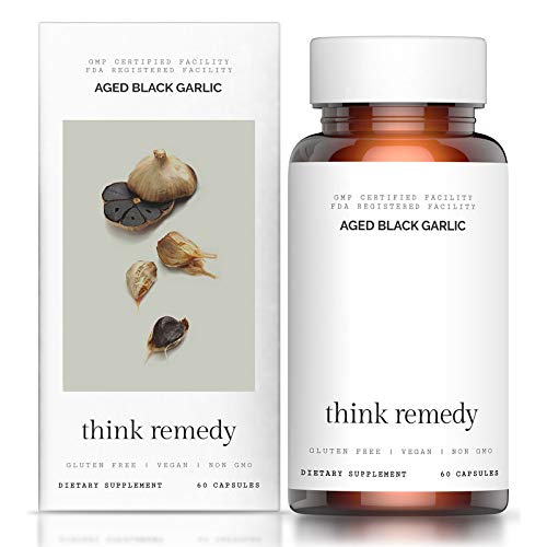 Book Cover Aged Black Garlic Capsules - Garlic Pills for Cholesterol Support - Less Odor - Potent Antioxidant - 60 Capsules - Allium Sativum Supplement - More Effective Than Allicin