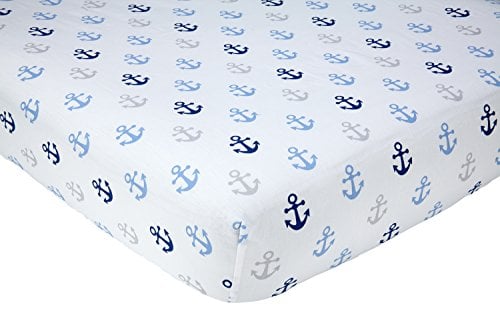 Book Cover Little Love by NoJo Separates Collection Anchors Printed Crib Sheet, Navy, 52