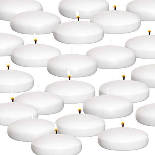 Book Cover Royal Imports 10 Hour Floating Candles, 3” White Unscented Dripless Wax Discs, for Cylinder Vases, Centerpieces at Wedding, Party, Pool, Holiday (36 Set)
