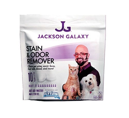 Book Cover Jackson Galaxy Pet Stain and Odor Eliminator by Fizzion - Removes Pet Urine and Feces Safely With The Professional Cleaning power Of CO2 (10 Tablets) Makes 230oz