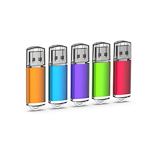 Book Cover JUANWE 5 Pack 32GB USB Flash Drive USB 2.0 Thumb Drives Protective Cap and LED Indicative Design Jump Drive Memory Stick Compatible with Computer/Laptop/External Memory Storage