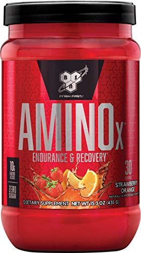 Book Cover BSN Amino X Muscle Recovery & Endurance Powder with BCAAs, 10 Grams of Amino Acids, Keto Friendly, Caffeine Free, Flavor: Strawberry Orange, 30 Servings (Packaging May Vary)