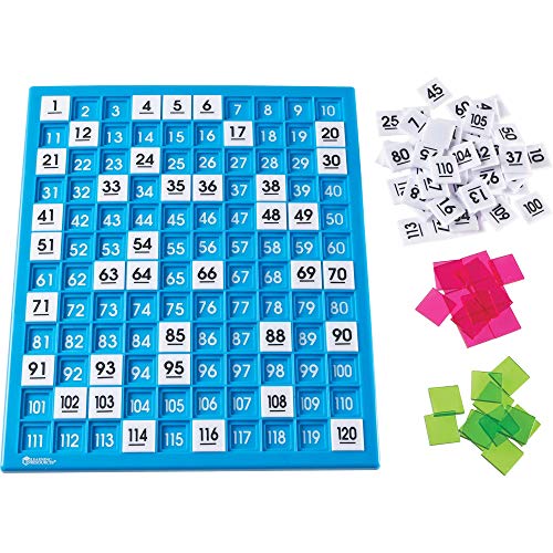 Book Cover Learning Resources 120 Number Board, Tray & Numbered Tiles, Common Core Math, 181 Piece, Ages 6+,Multi-color,14.5x12.5x1.5 in