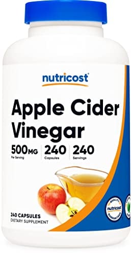 Book Cover Nutricost Apple Cider Vinegar Capsules 500mg, 240 Vegetarian Capsules - Natural, Vegetarian, GMP, Non-GMO and Gluten Free