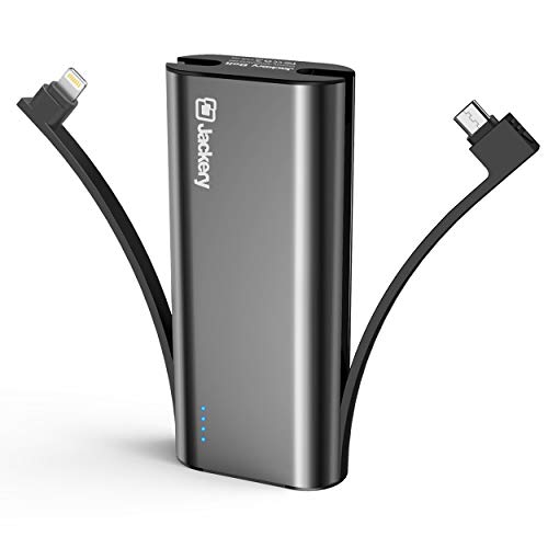 Book Cover Portable Charger Jackery Bolt 6000 mAh - Power bank with built in Lightning Cable [Apple MFi certified] iPhone Battery Charger External Battery Pack, TWICE as FAST as Original iPhone Charger