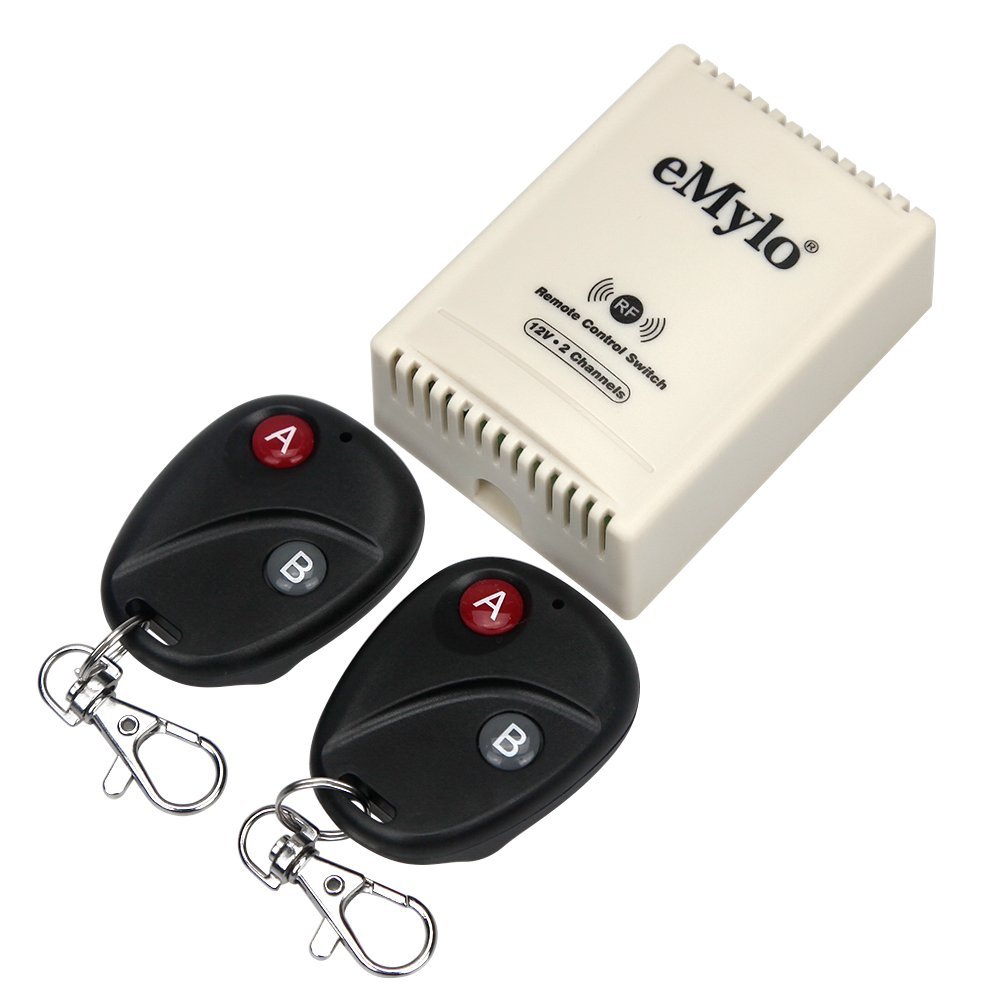 Book Cover eMylo® DC 12V 2Channel 433Mhz RF Wireless Relay Remote Control Light Momentary Switch Transmitter with Receiver 2-channel