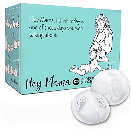 Book Cover Hey Mama Disposable Nursing Pads - (120) Super Absorbent, Ultra Comfortable & Individually Wrapped