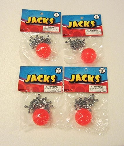 Book Cover 4 SETS OF METAL STEEL JACKS WITH SUPER RED RUBBER BALL GAME CLASSIC TOY KIDS