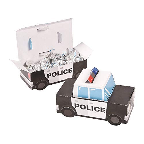 Book Cover Patrol Car Police Party Favor Treat Boxes - 12 Piece
