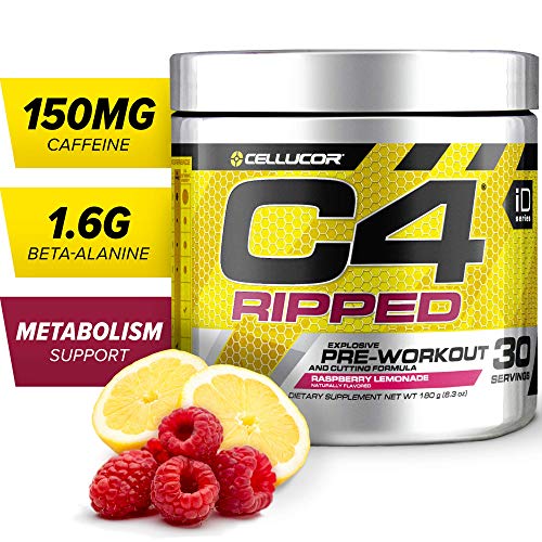Book Cover C4 Ripped Pre Workout Powder Raspberry Lemonade, Creatine Free + Sugar Free Preworkout Energy Supplement for Men & Women, 150mg Caffeine + Beta Alanine + Weight Loss, 30 Servings, 6.34 Ounce