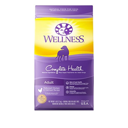 Book Cover Wellness Natural Pet Food Complete Health Natural Dry Dog Food, Chicken & Oatmeal, 5-Pound Bag