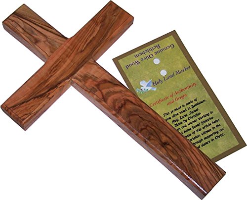 Book Cover Holy Land Market Olive Wood Cross (9 to 10 inches High)