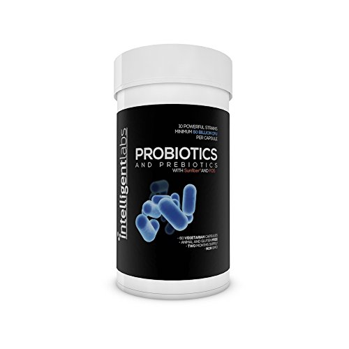 Book Cover 50 Billion CFU Probiotic with Prebiotics, No Refrigeration Needed, with Prebiotics, Sunfiber and Fos, for 10x More Effectiveness, 2 Months Supply Per Bottle
