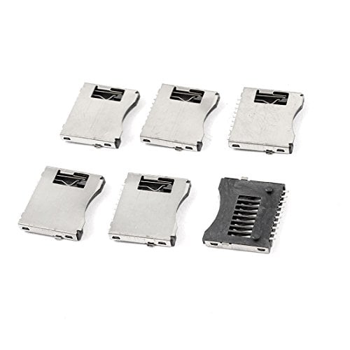 Book Cover uxcell a14061000ux0287 SMT SMD Cell Phone TF Micro SD Memory Card Slot Holder Sockets Pack of 6