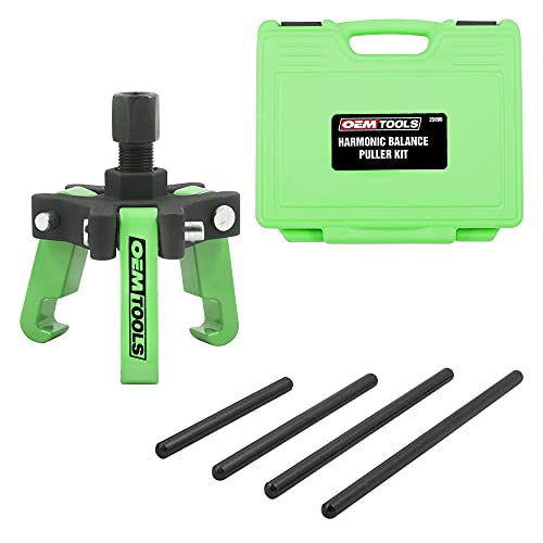 Book Cover OEMTOOLS 25090 Harmonic Balancer Puller Kit, Adjustable 3-Jaw Puller Fits Most Late Model Automobiles & Trucks, Forcing Screw Fits a 3/8” Square Drive, Includes 4 Forcing Rods, 6 Piece