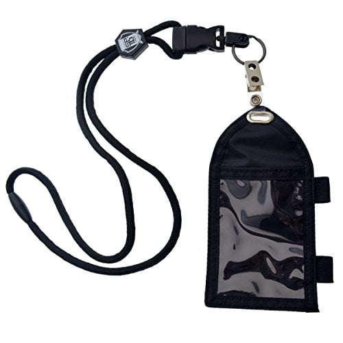 Book Cover Ultimate Nylon Badge Holder with Pen Loop Key Ring and Heavy Duty Lanyard, by Specialist ID (Black)