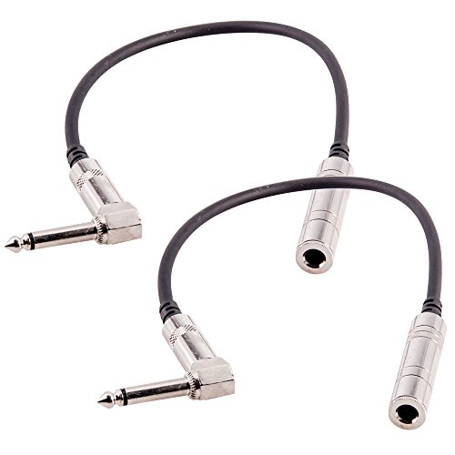 Book Cover Seismic Audio - SA-QFSMR1-2Pack - 2 Pack of 1 Foot Mono 1/4 Inch Female to Right Angle Male Audio Extension Cables - Mono Interconnect Cable