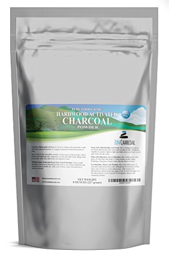 Book Cover Hardwood Activated Charcoal Powder 100 Percent from USA Trees 8 oz. All Natural. Whitens Teeth, Rejuvenates Skin and Hair, Detoxifies, Helps Digestion, Treats Poisoning, Bug Bites, Wounds. FREE scoop.