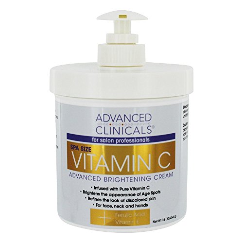 Book Cover Advanced Clinicals Vitamin C 16oz Cream Advanced Brightening Cream. Anti-aging Large 16oz. by Advanced Clinicals