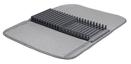 Book Cover Umbra Udry Rack and Microfiber Dish Drying Mat-Space-Saving Lightweight Design Folds Up for Easy Storage, 24 x 18 inches, Standard, Charcoal