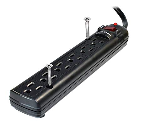 Book Cover Weltron 6 Outlet Black Surge Protector Power Strip, Wall Mount, 750 Joules, Long 20 Foot Cord Cable