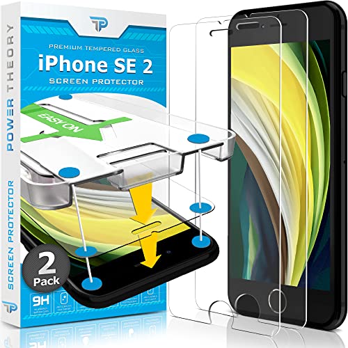 Book Cover Power Theory 2-Pack Screen Protector for iPhone SE 2nd & 3rd Gen Premium Shatter Resistant Tempered Glass [9H Hardness], Easy Install, HD Clear, Bubble Free, Case Friendly, [Anti-Scratch], Anti-Smudge
