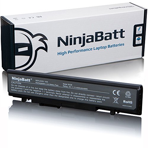 Book Cover NinjaBatt Laptop Battery for Dell WU946 PP39L Studio 1555 1558 1537 1535 1536 1557 PP33L 312-0701 312-0702 KM887 KM901 KM904 KM905 MT264 MT275 MT276 RM803 - High Performance [6 Cells/4400mAh/11.1V]