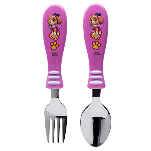 Book Cover Zak Designs Paw Patrol Easy Grip Flatware Fork And Spoon Utensil Set - Perfect for Toddler Hands With Fun Characters, Contoured Handles And Textured Grips, Paw Patrol Girl