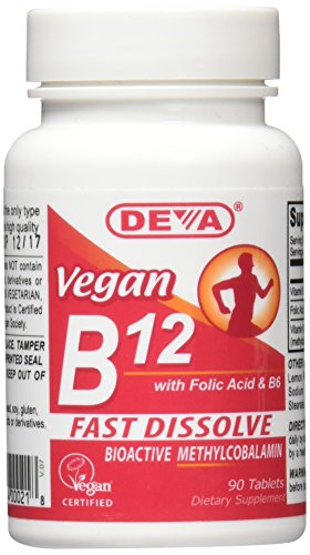 Book Cover Deva Vegan Vitamins Sublingual B12 1000 mcg Tablets, 90 Count
