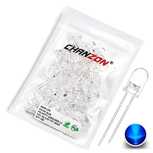 Book Cover Chanzon 100 pcs 5mm Blue LED Diode Lights (Clear Round Transparent DC 3V 20mA) Super Bright Lighting Bulb Lamps Electronics Components Light Emitting Diodes