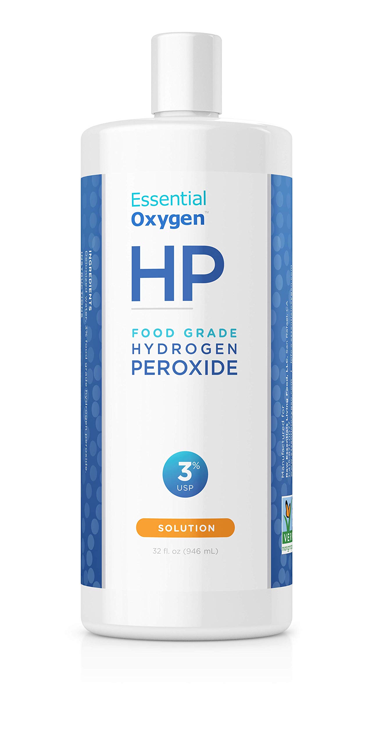 Book Cover Essential Oxygen Food Grade Hydrogen Peroxide 3%, Natural Cleaner, Refill, 32 Fl Oz