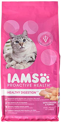 Book Cover Iams Proactive Health Adult Healthy Digestion Dry Cat Food With Chicken And Turkey, 7 Lb. Bag