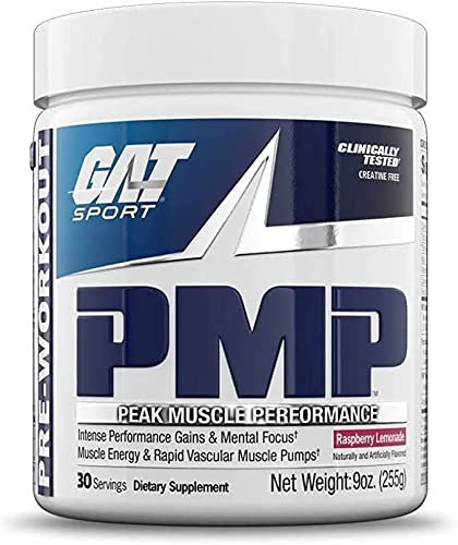 Book Cover GAT Sport PMP (Peak Muscle Performance), Pre-Workout, 30 Servings (Raspberry Lemonade)