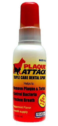 Book Cover Plaque Attack Pet Dental Spray Peppermint Flavor 2.2 fl oz - 6 Month Supply by Plaque Attack
