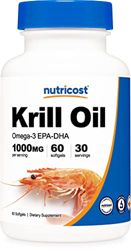 Book Cover Nutricost Krill Oil 1000mg, 60 Softgels - Omega-3 EPA-DHA Krill Oil Supplement
