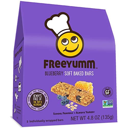 Book Cover FreeYumm Allergen Free Granola Bars, Gluten Free, Dairy Free, Nut Free Snacks for Kids, Total of 15 Bars (Blueberry)