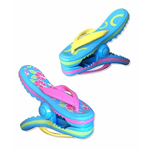 Book Cover Flip Flop BocaClips by O2COOL, Beach Towel Holders, Clips, Set of two, Beach, Patio or Pool Accessories, Portable Towel Clips, Chip Clips, Secure Clips, Assorted Styles