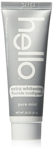 Book Cover Hello Oral Care Extra Whitening Travel Sized Fluoride Toothpaste, Pure Mint, 0.85 Ounce