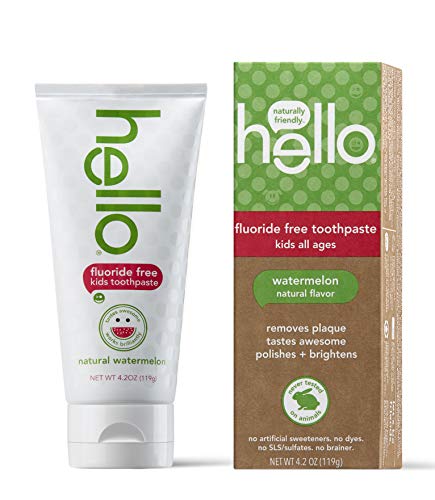 Book Cover Hello Oral Care Kids Fluoride Free and SLS Free Toothpaste, Natural Watermelon, 4.2 Ounce
