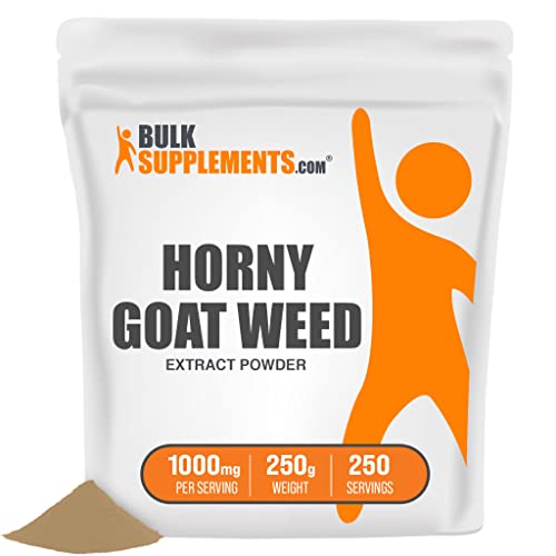 Book Cover BulkSupplements.com Horny Goat Weed Extract Powder - Herbal Supplements Powder, Energy Support - Gluten Free - 1000mg per Serving, 100 Servings (250 Grams - 8.8 oz)