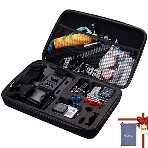 Book Cover TEKCAM Carrying Case, Protective Bag with Water Resistant EVA for DBPOWER/Lightdow/AKASO/Campark/ODRVM/VIKEEPRO/Vtin/WiMiUS/APEMAN Waterproof Action camera (Large)