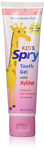 Book Cover Spry Xlear Kids's Tooth Gel with Natural Xylitol, Bubble Gum, 2 Count