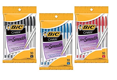 Book Cover BIC Cristal Xtra Smooth Ball Pen Combo Set: Set Includes 10 Black, 10 Blue, and 10 Red.