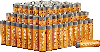 Book Cover Amazon Basics 100 Pack AA High-Performance Alkaline Batteries, 10-Year Shelf Life, Easy to Open Value Pack