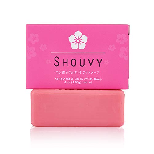 Book Cover Shouvy Kojic Acid & Glutathione White Soap - Natural Brightening for Dark Spots, Acne Scars - Facial & Body Cleansing-Hydrating - Cruelty Free - All Skin Type 4 Oz