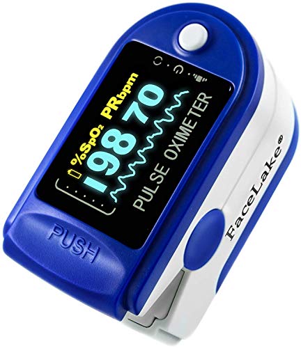 Book Cover FaceLake FL350 Blue Pulse Oximeter with Carrying Case, Lanyard & Batteries